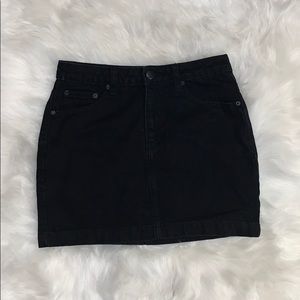 Black denim skirt